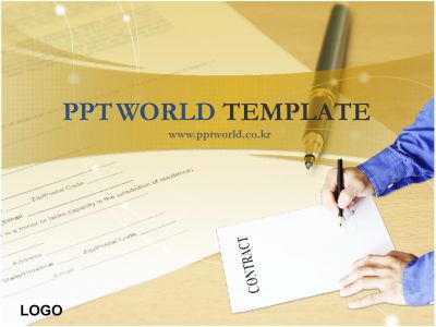성공 영문계약서 PPT 템플릿 계약서를 작성하는 손이 있는 템플릿(엔딩)