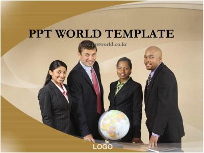 외국인 세계 PPT 템플릿 지구본과 비즈니스 맨(메인)