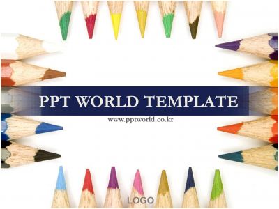 색 연필 PPT 템플릿 색연필 디자인이 있는 템플릿