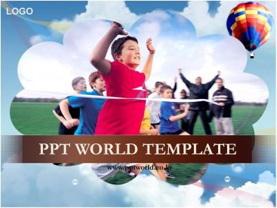 하늘 열기구 PPT 템플릿 체육활동과 아이들(메인)