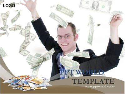 지폐 성공 PPT 템플릿 돈 날리는 남자 템플릿(메인)
