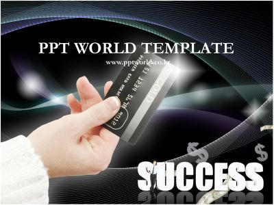 성공 지폐 PPT 템플릿 카드를 든 손과 성공