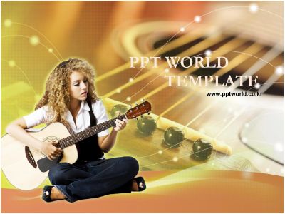 금발 통기타 PPT 템플릿 기타 치고 있는 여자_슬라이드1