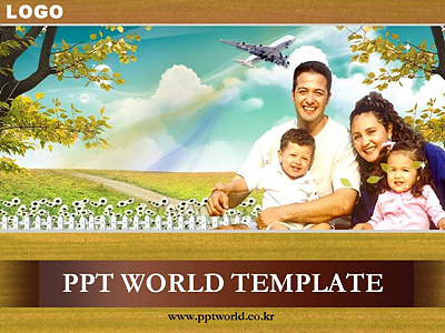 나무 꽃 PPT 템플릿 푸른하늘아래 가족(메인)