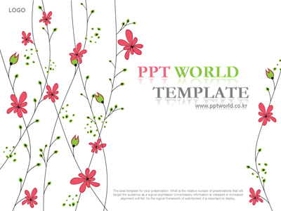 식물 꽃잎 PPT 템플릿 화사한 봄의 향기(자동완성형 포함)