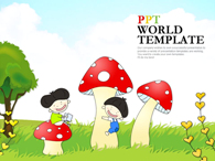 어린이 풀잎  PPT 템플릿 버섯과 아이들_슬라이드1