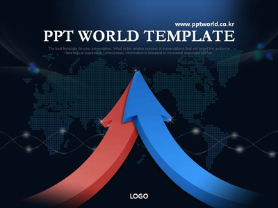 글로벌 세계 PPT 템플릿 글로벌 상승화살표 비지니스(자동완성형포함)