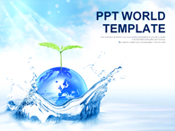 봄 환경 PPT 템플릿 맑은 물의 소중함(자동완성형포함)_슬라이드1