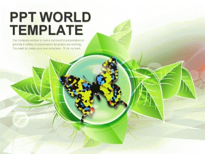 곤충 동물 PPT 템플릿 나뭇잎과 나비(자동완성형포함)(메인)