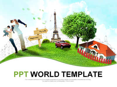 울타리 에펠탑 PPT 템플릿 행복한 인생 설계 템플릿(자동완성형포함)