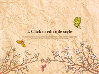 수묵화 수채화 PPT 템플릿 전통 화사한 꽃과 나비_슬라이드2