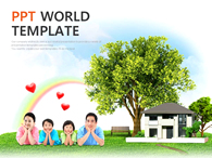 자연 나뭇잎 PPT 템플릿 행복한 가족의 전원생활_슬라이드1
