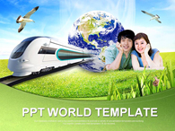 하늘 물결무늬 PPT 템플릿 연인과의 즐거운 세계여행_슬라이드1