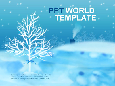 수채화 흰색 PPT 템플릿 겨울의 블루 리본(자동완성형포함)(메인)