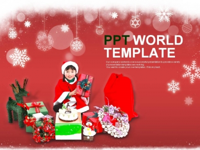 포장 선물상자 PPT 템플릿 소녀의 크리스마스 선물(자동완성형포함)(메인)