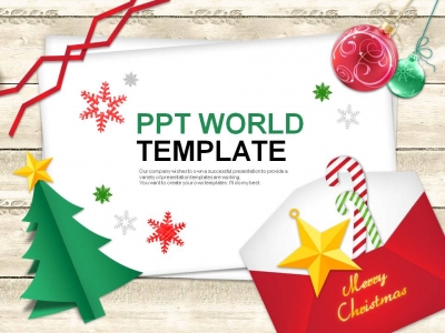 엽서 메리크리스마스 PPT 템플릿 트리장식과 성탄절카드