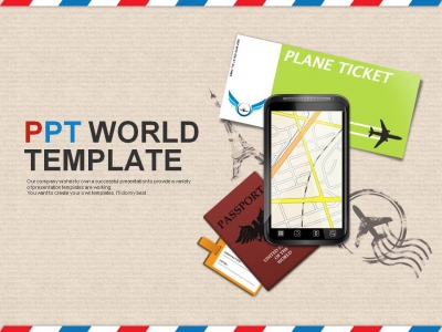 지도 봉투 PPT 템플릿 해외여행을 위한 준비