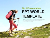나뭇잎 경치 PPT 템플릿 즐거운 산 트래킹(자동완성형포함)_슬라이드1