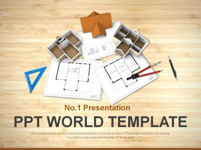 디자인 건축물 PPT 템플릿 도면과 건축설계 비즈니스(자동완성형포함)