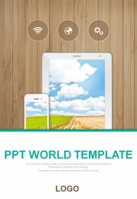 태블릿 아이콘 PPT 템플릿 풍경을 담은 스마트 기기(자동완성형포함)