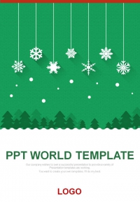 산 나무 PPT 템플릿 눈꽃과 크리스마스 트리(자동완성형포함)