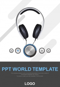 듣기 일시정지 PPT 템플릿 해드셋과 플레이 버튼(자동완성형포함)(메인)