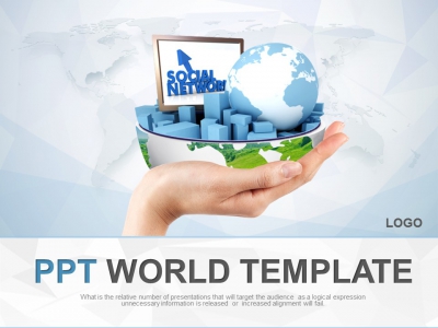 컴퓨터 모니터 PPT 템플릿 글로벌 정보화