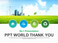 풍력 발전기 PPT 템플릿 친환경 아이콘과 푸른 잔디_슬라이드4