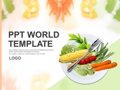 접시 샐러드 PPT 템플릿 신선한 야채들(자동완성형포함)