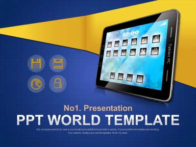 icon 도형 PPT 템플릿 블루배경의 태블릿과 아이콘(자동완성형포함)