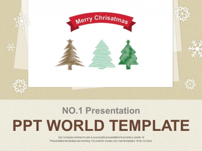 그림 리본 PPT 템플릿 크리스마스 카드 만들기