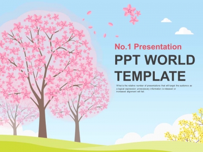 핑크빛 벚꽃나무 동산(자동완성형포함) 파워포인트 PPT 템플릿 디자인(메인)