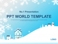 눈이 내리는 겨울 풍경 일러스트 파워포인트 PPT 템플릿 디자인_슬라이드1