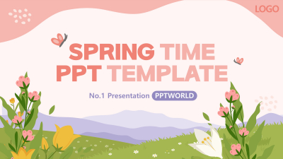 화사한 봄 꽃 와이드형 파워포인트 PPT 템플릿 디자인
