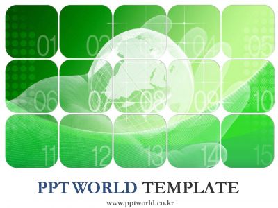 녹색배경 숫자 PPT 템플릿 녹색배경의 손위의 지구본(메인)