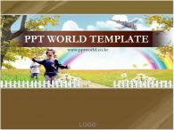 하늘 비행기 PPT 템플릿 낙엽과 아이가 있는 템플릿_슬라이드1