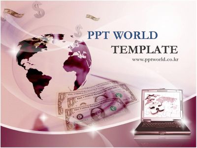 달러 증시 PPT 템플릿 지구본과 노트북 속 금융(메인)