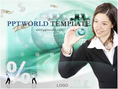 달러 증시 PPT 템플릿 지구본을 든 여자와 돈 이미지(메인)