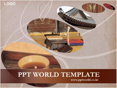 처마 책상 PPT 템플릿 전통 장식품이 있는 템플릿