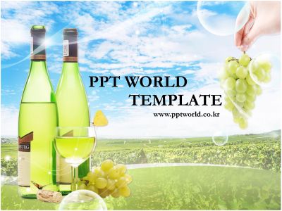 포도밭 와인 PPT 템플릿 청포도로 만든 백포도주와 포도밭(메인)