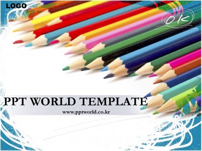 연필 배경 PPT 템플릿 색연필이 있는 템플릿(메인)