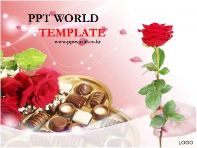 초코렛 선물 PPT 템플릿 발렌타인데이의 초콜릿과 장미(메인)