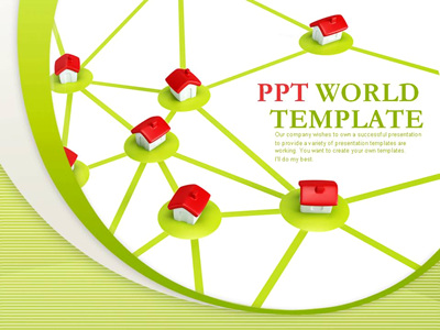 스트라이프 빨간색 PPT 템플릿 부동산 네트워크