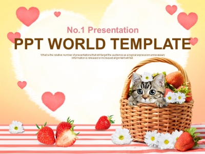 큐트 어린이 PPT 템플릿 고양이는 딸기를 좋아해(자동완성형포함)(메인)