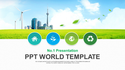 친환경 아이콘과 푸른 잔디 와이드형 (자동완성형포함) 파워포인트 PPT 템플릿 디자인(메인)